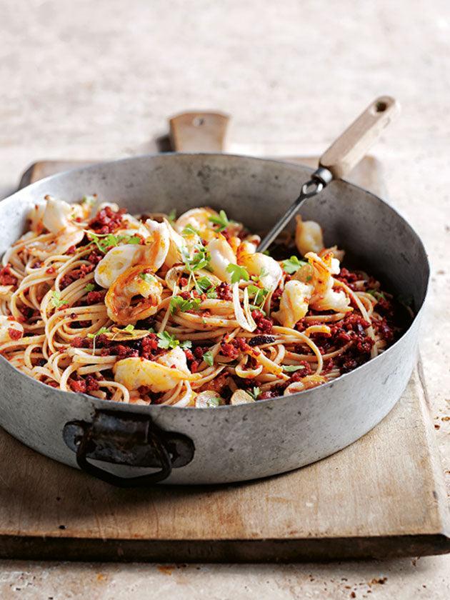 What’s For a Dinner Tonight? CHORIZO AND GARLIC PRAWN PASTA & Swinney Frankland River Riesling - Pop Up Wine