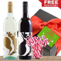 Aussie Red & White Wine & Christmas Gourmet Goodie Gift Box & Wrapped