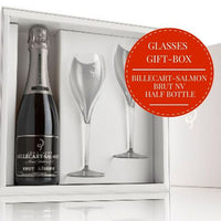 Billecart Salmon Brut Reserve NV Half Bottle - Champagne, France + 2 Crystal Glasses - Gift Box & Wrapped