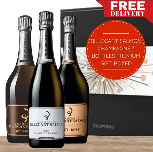 Billecart Salmon Gift Box of 3 Champagne Christmas Gift-Wrapped