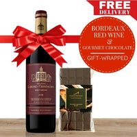 Bordeaux French Red Wine & Gourmet Chocolate Gift-Wrapped