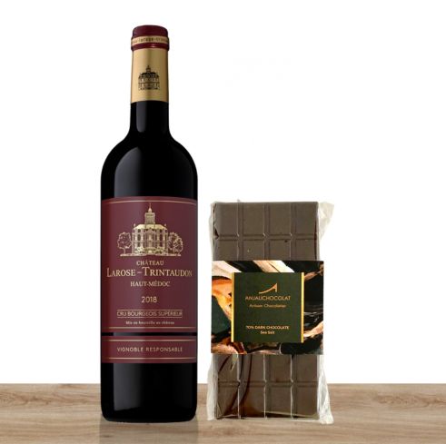 Bordeaux French Red Wine & Gourmet Chocolate Gift-Wrapped