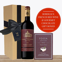 Bordeaux French Red Wine & Gourmet Chocolate Gift Box & Wrapped