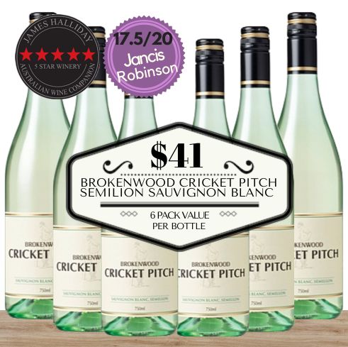 Brokenwood Cricket Pitch Semillon Sauvignon Blanc - Hunter Valley, Australia - 6 Pack Value