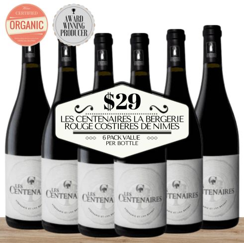 Les Centenaires La Bergerie Rouge Costières de Nimes (Organic) 2018 - Rhone, France - 6 Pack Value