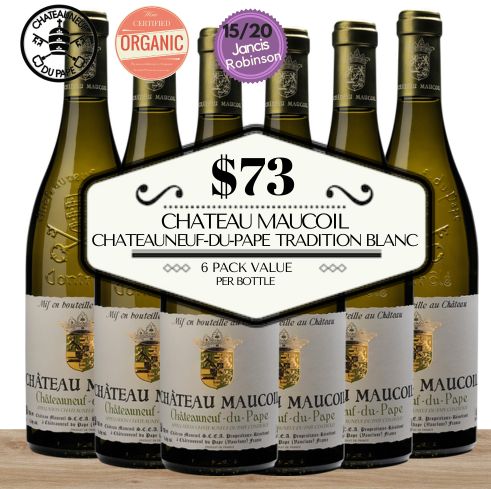 Chateau Maucoil Chateauneuf-du-Pape Tradition  Blanc (Organic) - Rhone, France - 6 Pack Value