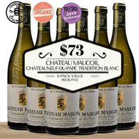 Chateau Maucoil Chateauneuf-du-Pape Tradition  Blanc (Organic) - Rhone, France - 6 Pack Value