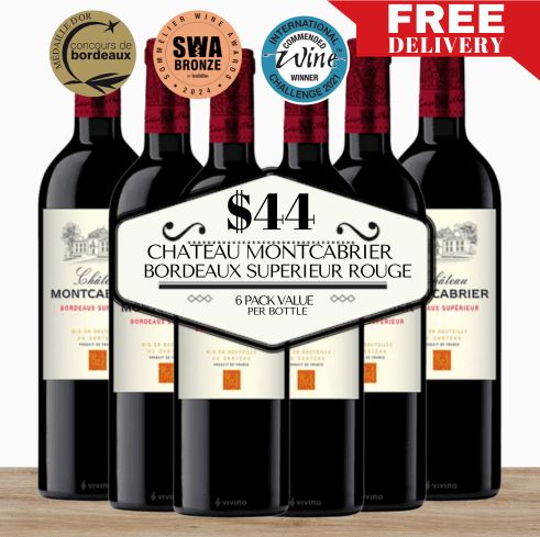Chateau Montcabrier Bordeaux Superieur Rouge - Bordeaux, France - 6 Pack Value