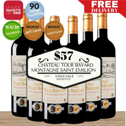 Chateau Tour Bayard Montagne Saint Emilion - Bordeaux, France 6 Pack Value