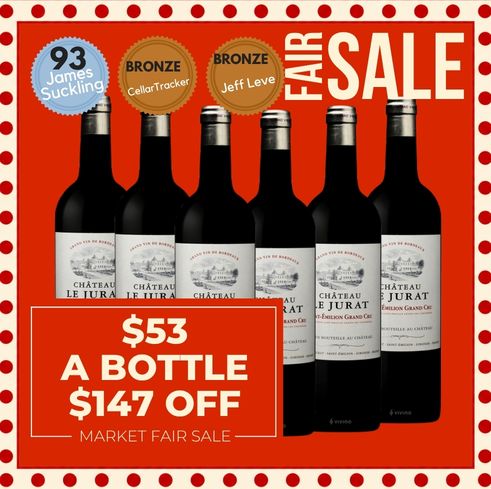 Chateau Le Jurat Saint-Emilion Grand Cru - Bordeaux, France - 6 Pack Value
