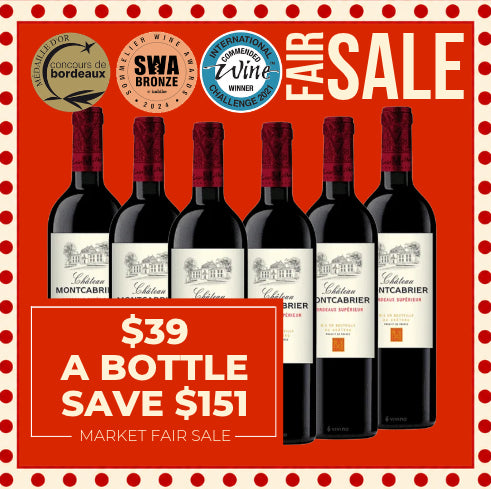 Chateau Montcabrier Bordeaux Superieur Rouge 2018 - Bordeaux, France - 6 Pack Value