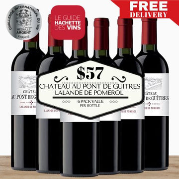 Chateau au Pont de Guitres Lalande de Pomerol - Bordeaux, France - 6 Pack Value
