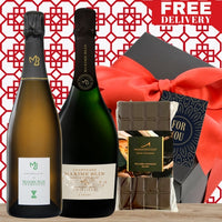 Double Fortune – Champagne Duo with Gourmet Chocolate Gift Box