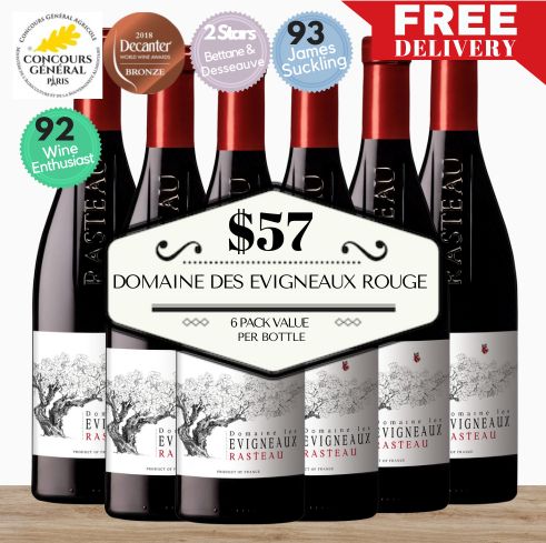 Domaine des Evigneaux Rouge 2019 - Rasteau, France 6 Pack Value