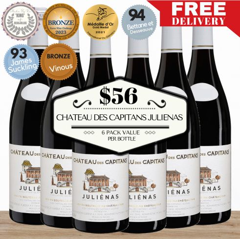 Chateau des Capitans Julienas - Beaujolais, Burgundy France 6 Pack Value