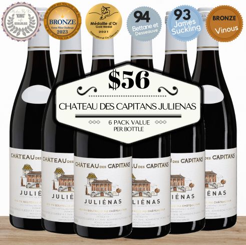 Chateau des Capitans Julienas - Beaujolais, Burgundy France 6 Pack Value