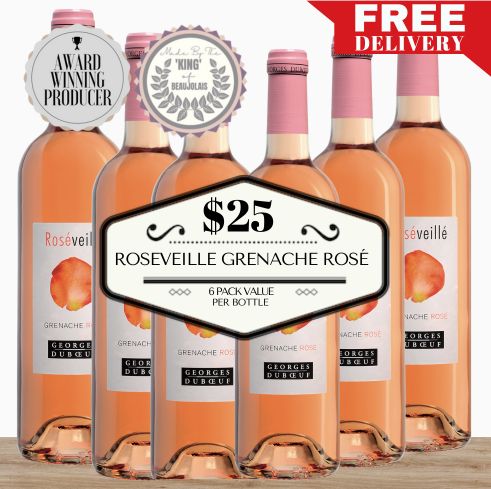 Roseveille Grenache Rosé 2021 - South of France,  France 6 Pack Value