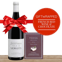 French Red Wine & Gourmet Chocolate Gift-wrapped