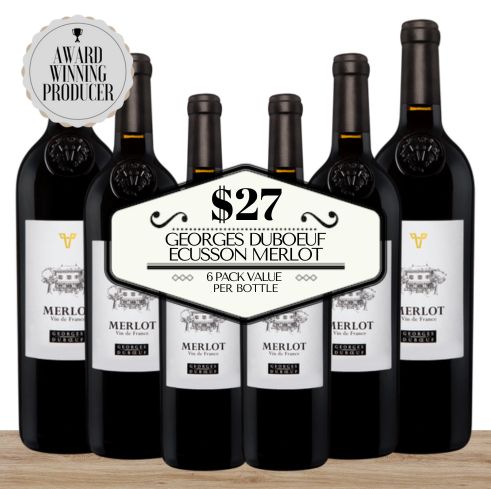 Georges Duboeuf Ecusson Merlot 2021 ~ IGP Pays D'OC, France - 6 Pack Value