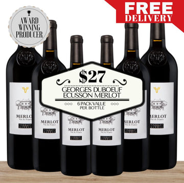 Georges Duboeuf Ecusson Merlot 2021 ~ IGP Pays D'OC, France - 6 Pack Value