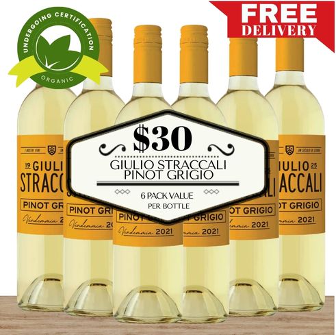 Giulio Straccali Pinot Grigio 2021 - Tuscany, Italy 6 Pack Value