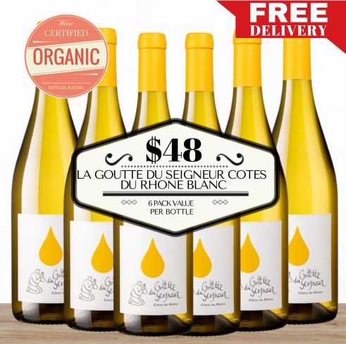 La Goutte du Seigneur Côtes du Rhône Blanc - Rhone, France 6 Pack Value