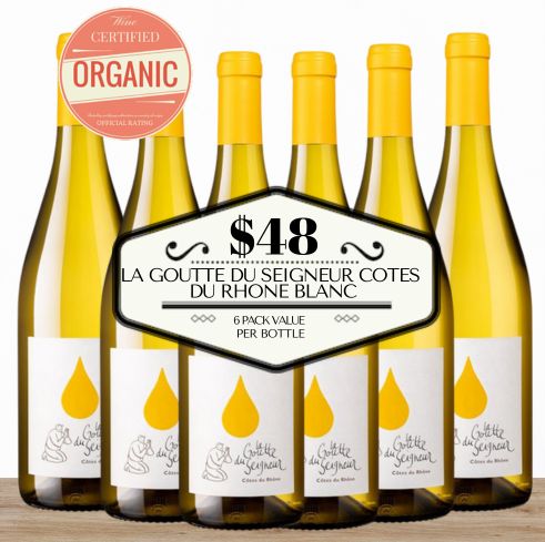 La Goutte du Seigneur Côtes du Rhône Blanc - Rhone, France 6 Pack Value