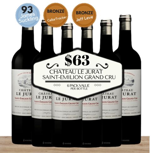 Chateau Le Jurat Saint-Emilion Grand Cru  - Bordeaux, France - 6 Pack Value