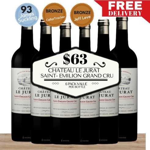 Chateau Le Jurat Saint-Emilion Grand Cru  - Bordeaux, France - 6 Pack Value