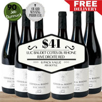 Luc Baudet Cotes du Rhone Rive Droite Red 2018 - Rhone, France - 6 Pack Value