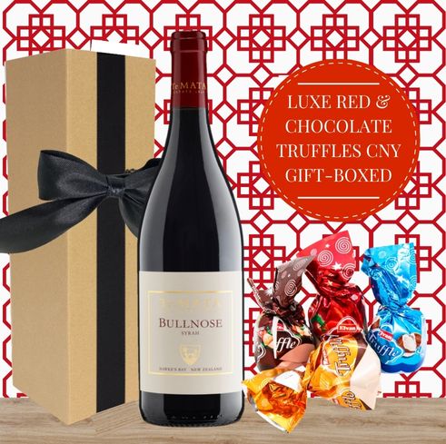 Luxe Red Wine & Chocolate Truffles Lunar New Year Edition Eco Gift Box & Wrapped