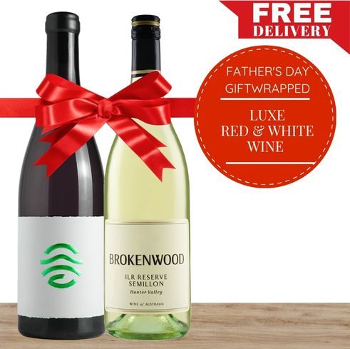 Luxe Red & White Wine Father's Day Gift-Wrapped