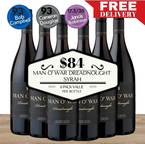 Man O' War Dreadnought Syrah ~ Waiheke Island, New Zealand Value 6 Pack