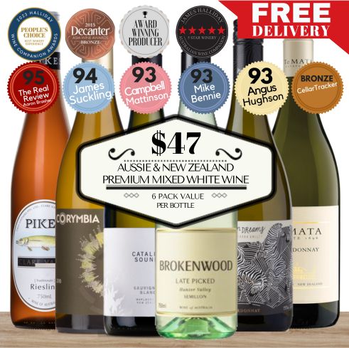 Aussie & New Zealand Premium Mixed White Wine - 6 Pack Value