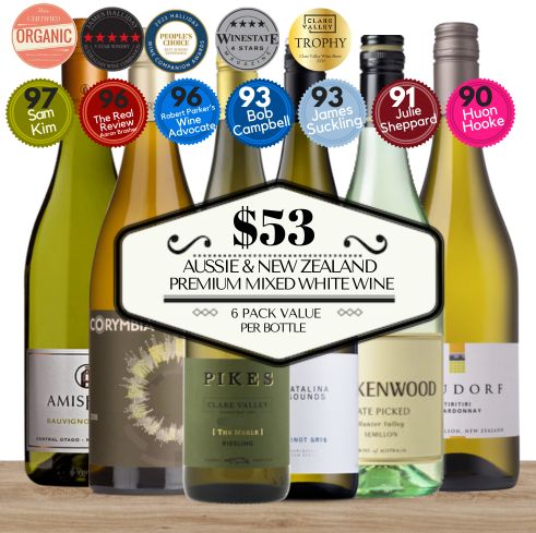 Aussie & New Zealand Premium Mixed White Wine - 6 Pack Value