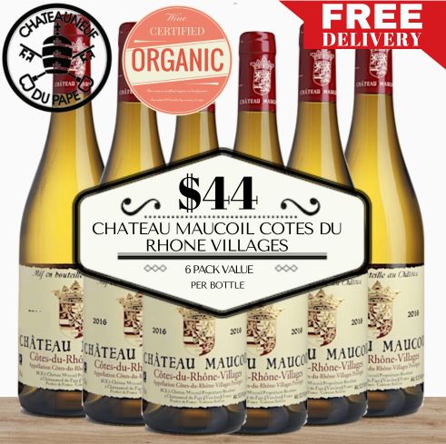 Chateau Maucoil Côtes du Rhône Villages Blanc - Rhone, France 6 Pack Value