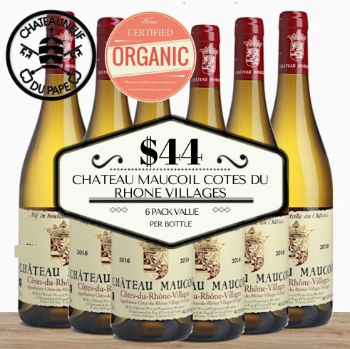 Chateau Maucoil Côtes du Rhône Villages Blanc - Rhone, France 6 Pack Value