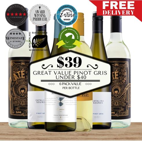 Great Value Pinot Gris Under $40 - 6 Pack Value