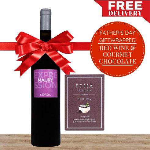 Organic Red Wine & Gourmet Chocolate Father's Day Gift-Wrapped