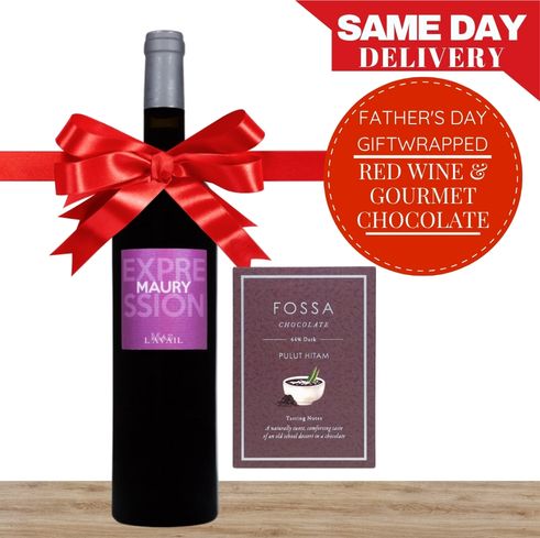 Organic Red Wine & Gourmet Chocolate Father's Day Gift-Wrapped