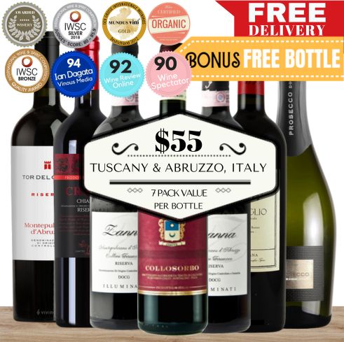 Tuscany & Abruzzo, Italy - Value 7 Pack ~ Bonus Free Bottle