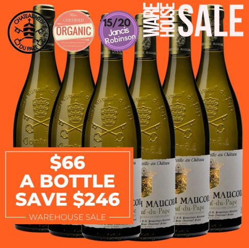 Chateau Maucoil Chateauneuf-du-Pape Tradition  Blanc (Organic) 2021 - Rhone, France - 6 Pack Value