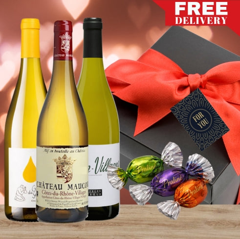 Parisian Romance White Wine & Itaian Pralines Gift Box & Wrapped