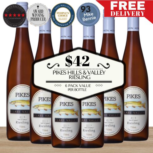 Pikes Hills & Valleys Riesling - Clare Valley, Australia Value 6 Pack