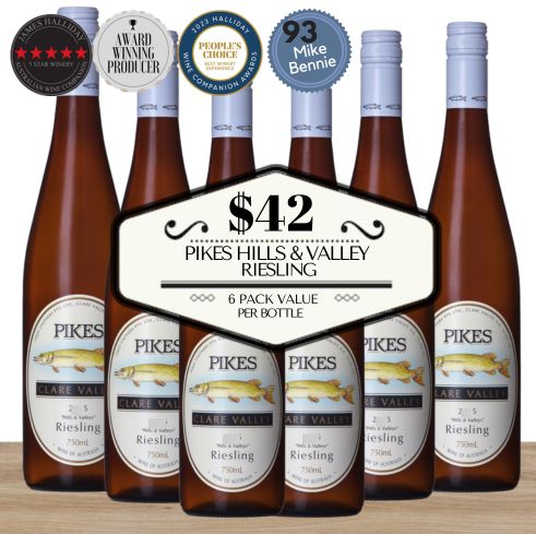 Pikes Hills & Valleys Riesling - Clare Valley, Australia Value 6 Pack