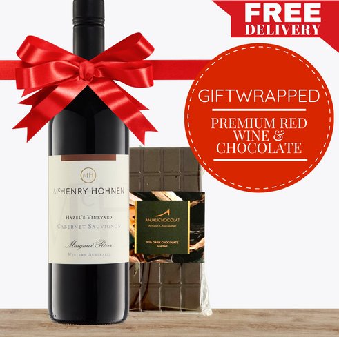 Premium Red Wine & Gourmet Chocolate - Gift Wrapped