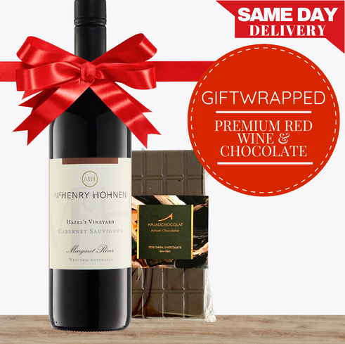 Premium Red Wine & Gourmet Chocolate - Gift Wrapped
