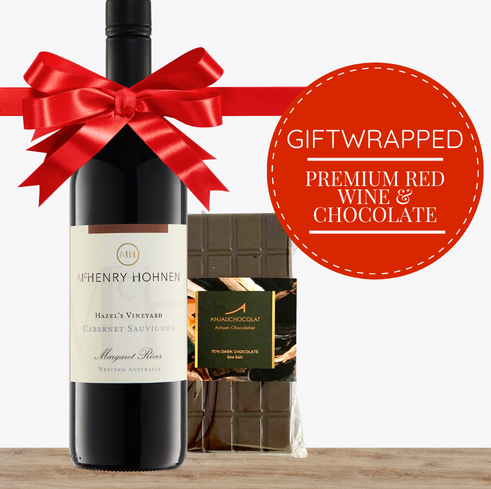 Premium Red Wine & Gourmet Chocolate - Gift Wrapped