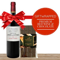 Premium Bordeaux Red & Gourmet Chocolate - Gift-Wrapped
