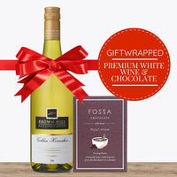Premium White Wine & Gourmet Chocolate - Gift Wrapped